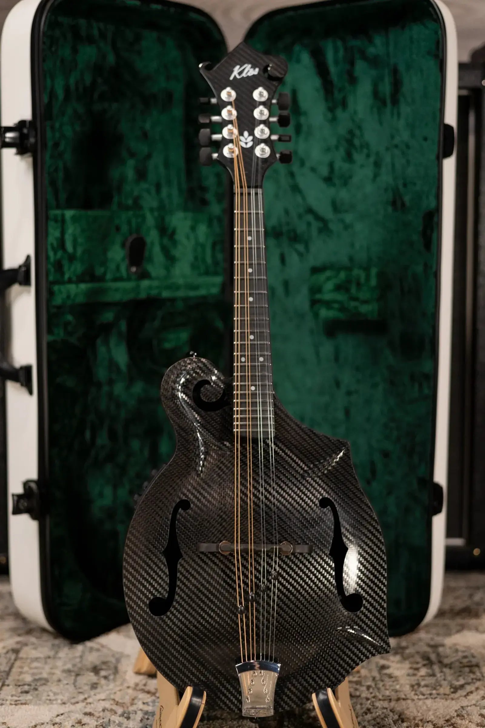 KLOS Full Carbon F-Style Mandolin KLOS EQ Acoustic/Electric with Fiberglass Hardshell Case