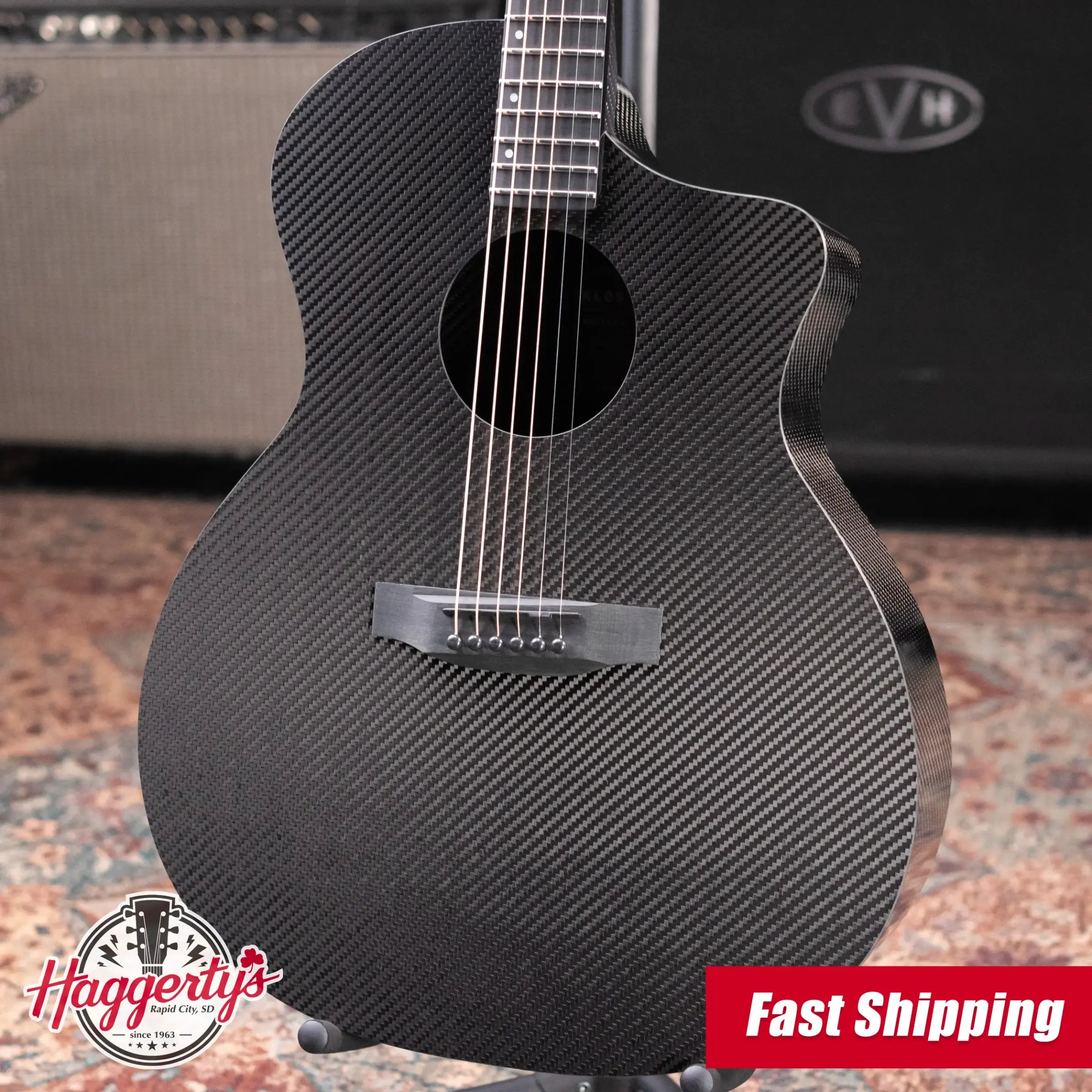 KLOS Full Carbon Grand Cutaway Acoustic Guitar - Carbon Fiber with Gig Bag