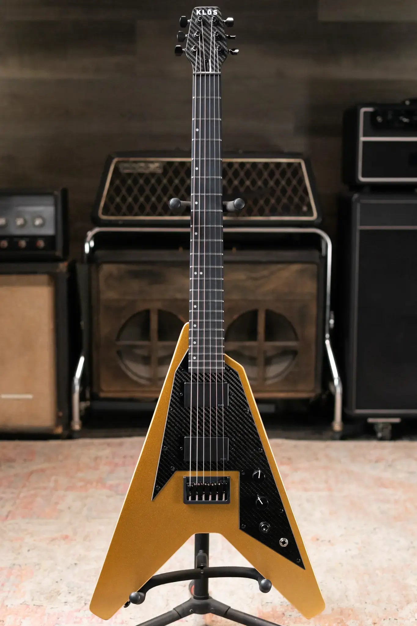 KLOS Vector Custom Series Mahogany Electric Guitar - Gold with Gig Bag