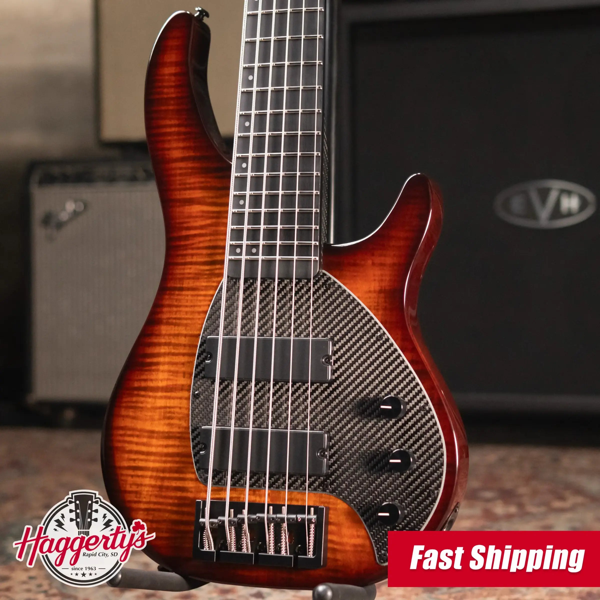 Klos Custom Series Apollo VI Passive Bass - Flame Sunburst with Gig Bag