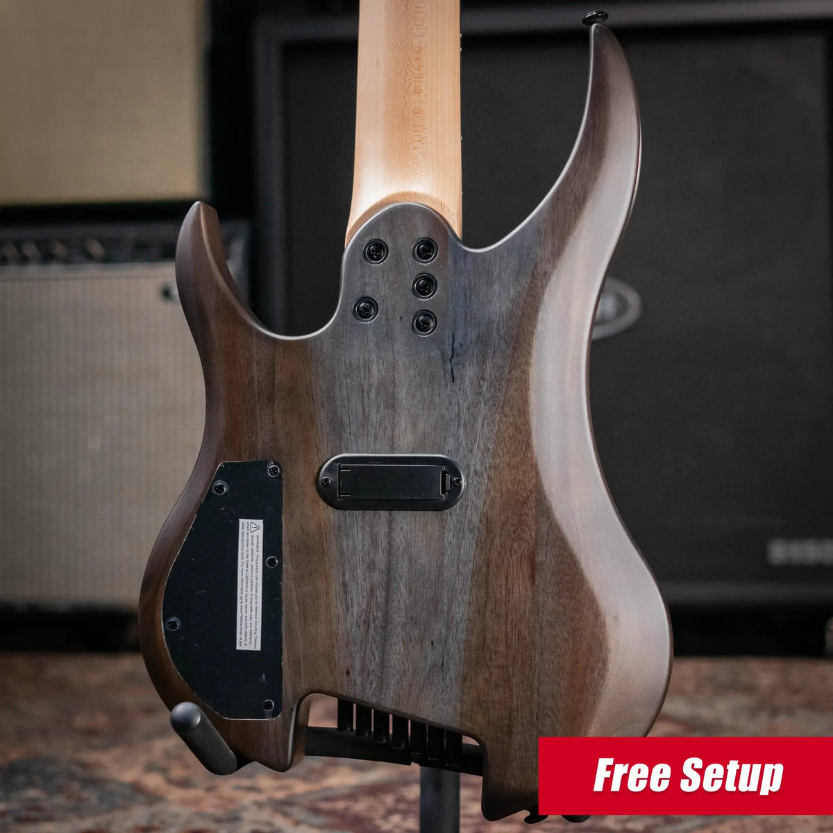 Legator G7FSS-BLK Ghost 7-String Headless Multiscale Electric Guitar - Black Flame
