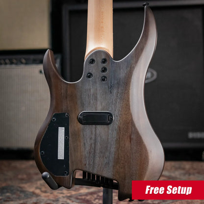 Legator G7FSS-BLK Ghost 7-String Headless Multiscale Electric Guitar - Black Flame
