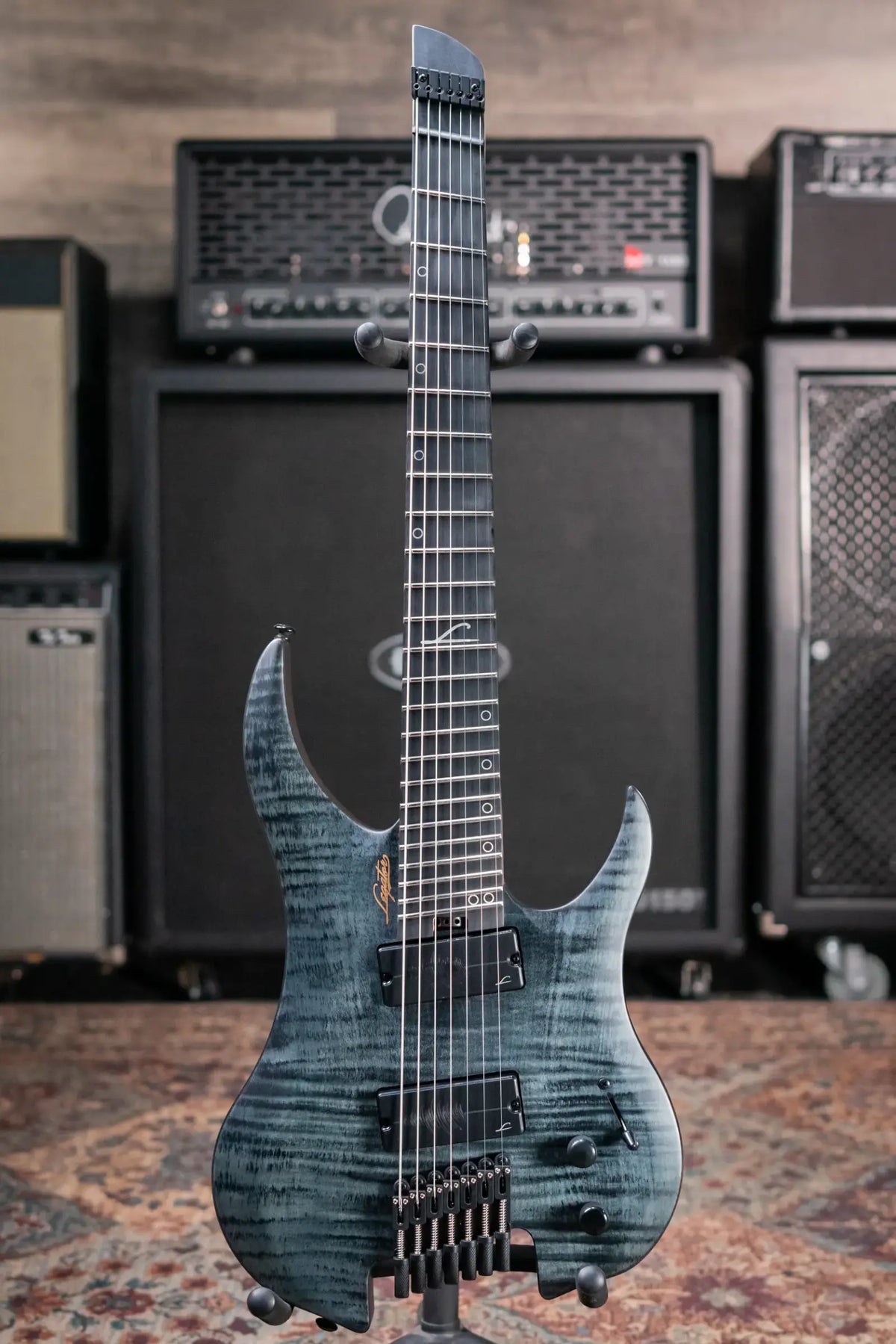 Legator G7FSS-BLK Ghost 7-String Headless Multiscale Electric Guitar - Black Flame