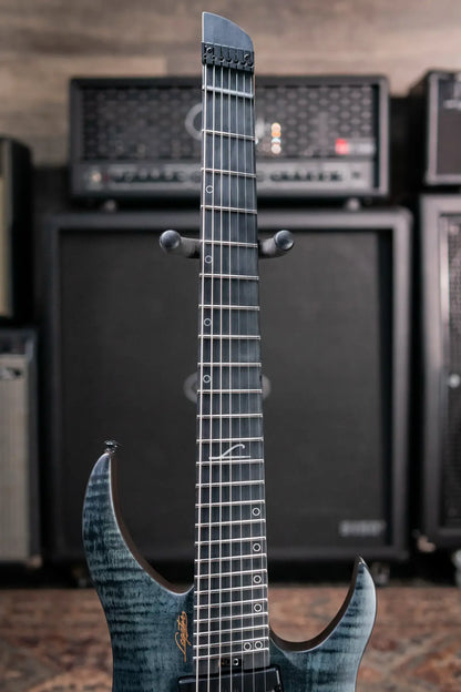 Legator G7FSS-BLK Ghost 7-String Headless Multiscale Electric Guitar - Black Flame
