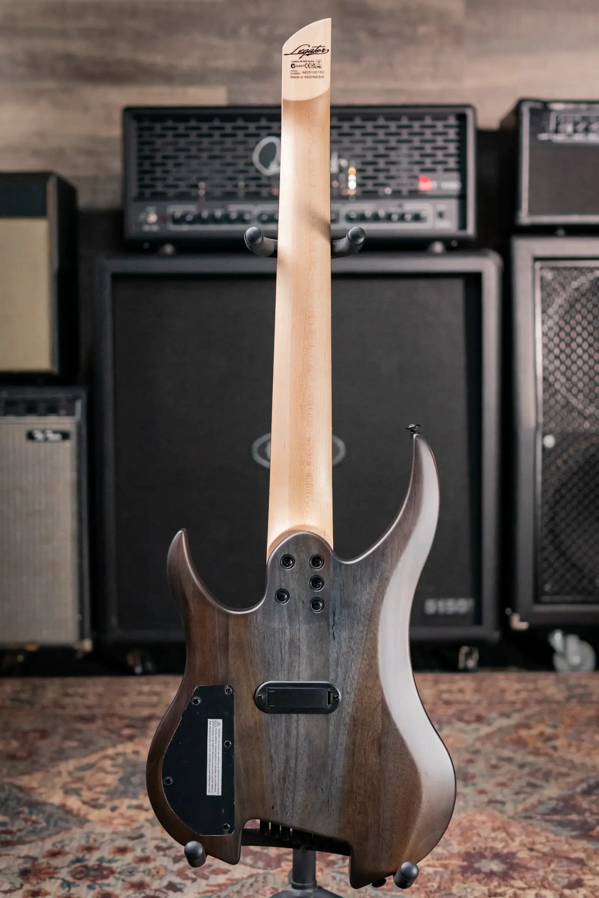 Legator G7FSS-BLK Ghost 7-String Headless Multiscale Electric Guitar - Black Flame