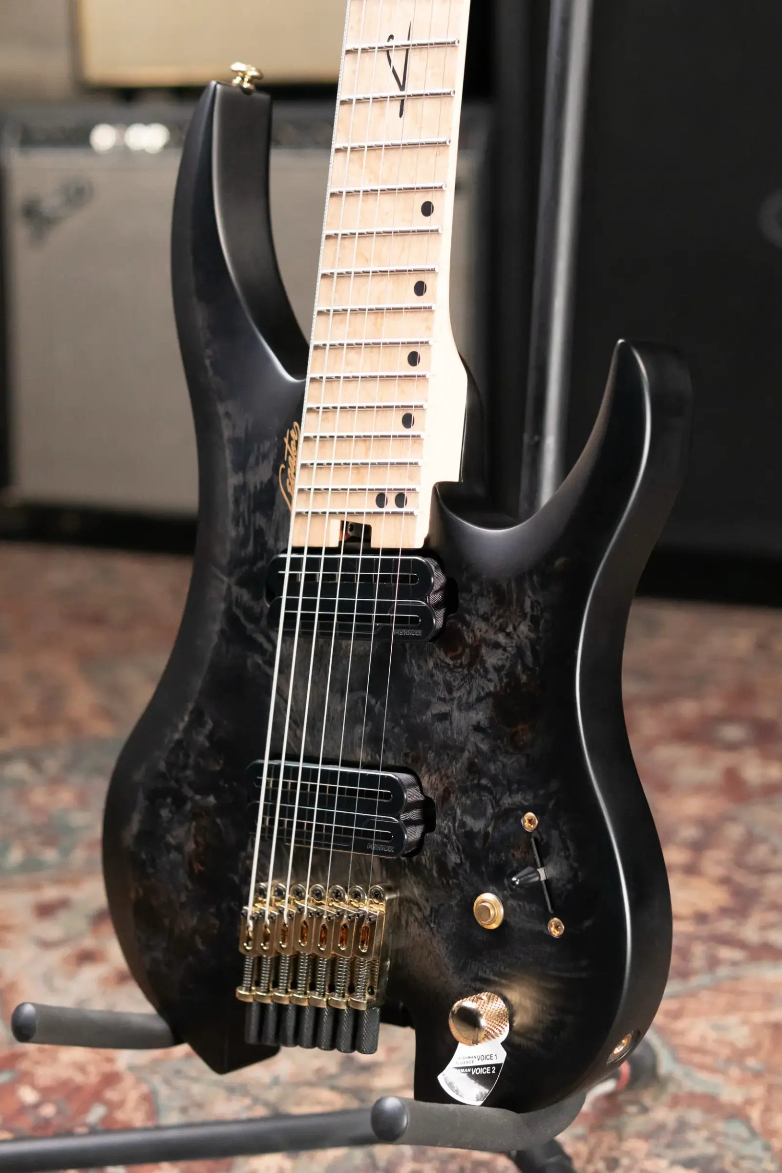 Legator SB-7 Sebastiside Signature 7-String Multi-Scale Headless Electric Guitar - Transparent Black with Gig Bag