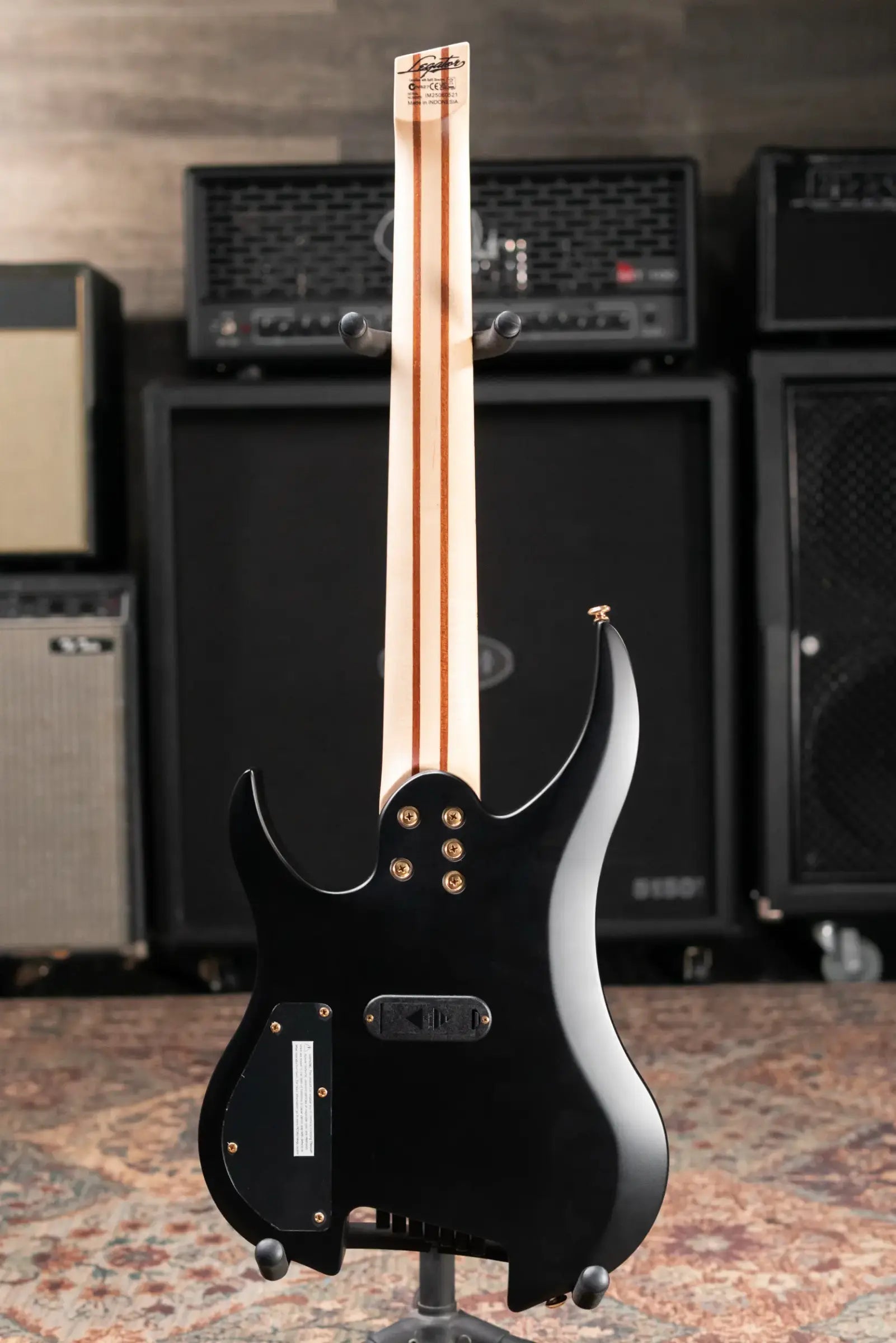 Legator SB-7 Sebastiside Signature 7-String Multi-Scale Headless Electric Guitar - Transparent Black with Gig Bag