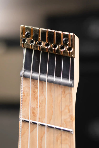 Legator Sebastiside Signature SB-7 Ghost 7-String Electric Guitar - Trans Black Burl Top with Gig Bag