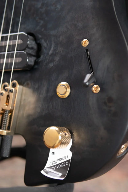 Legator Sebastiside Signature SB-7 Ghost 7-String Electric Guitar - Trans Black Burl Top with Gig Bag