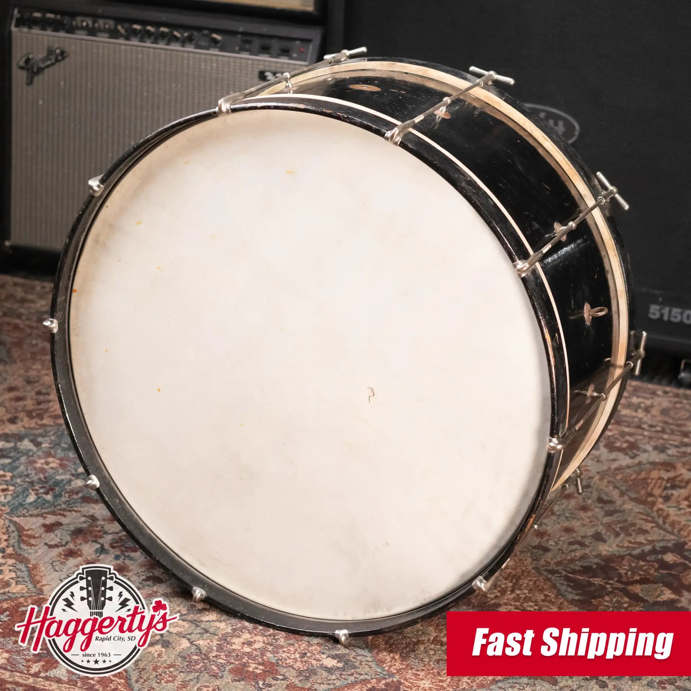 Ludwig 1920's 26"x11" Bass Drum with Original Heads - Black