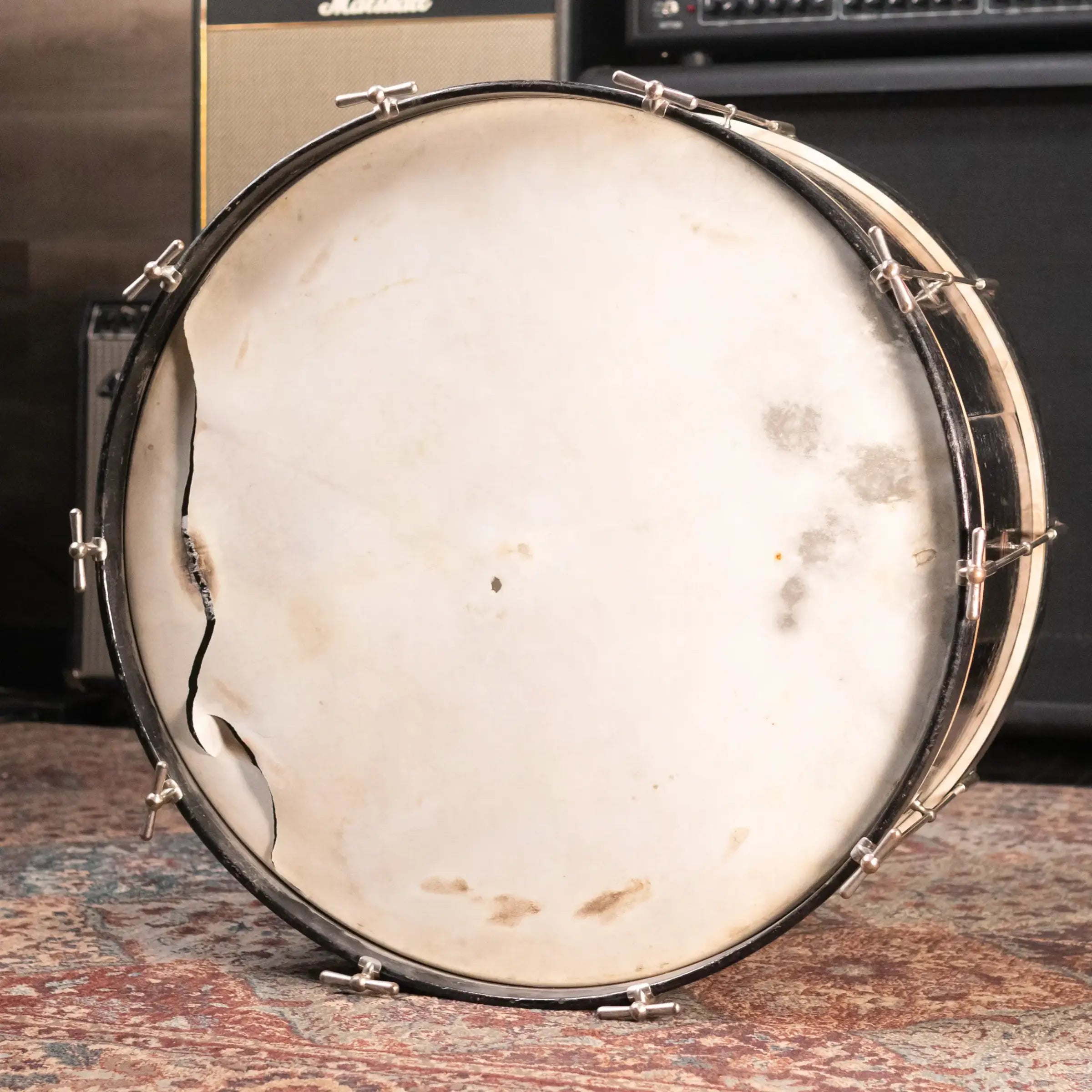 Ludwig 1920's 26"x11" Bass Drum with Original Heads - Black