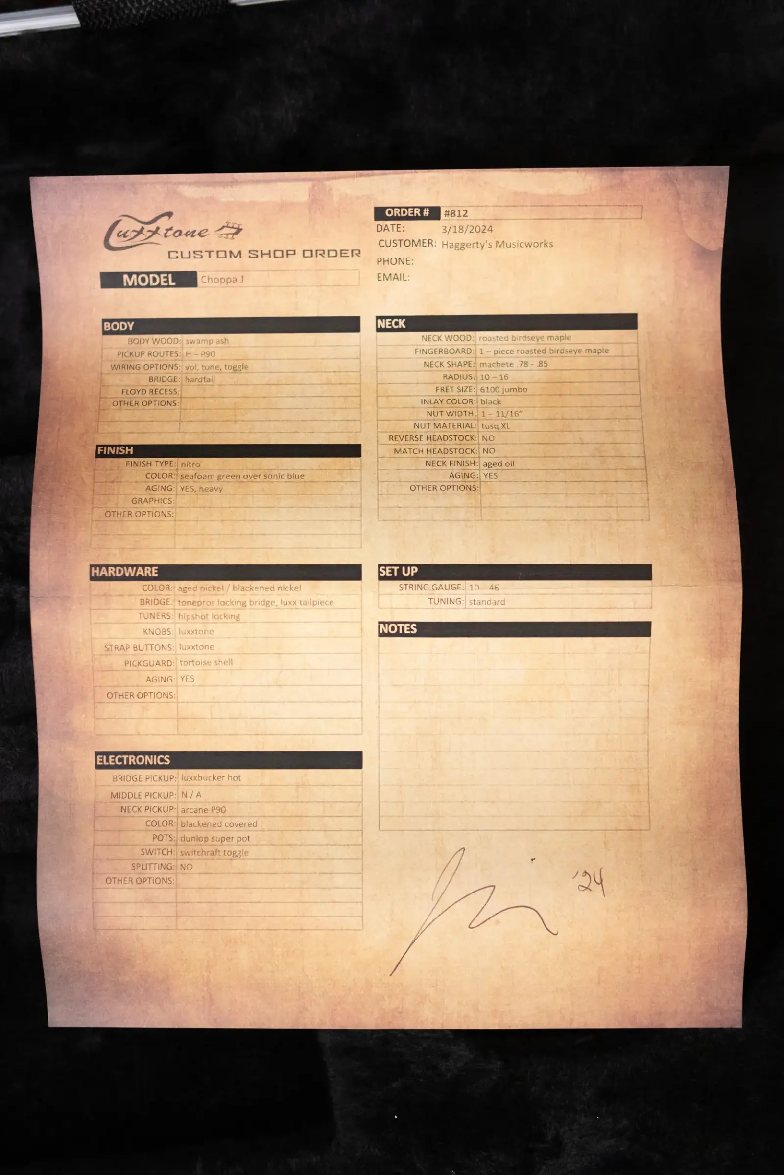 Luxxtone Choppa J Electric Guitar - Seafoam Green over Sonic Blue with Hardshell Case - Used