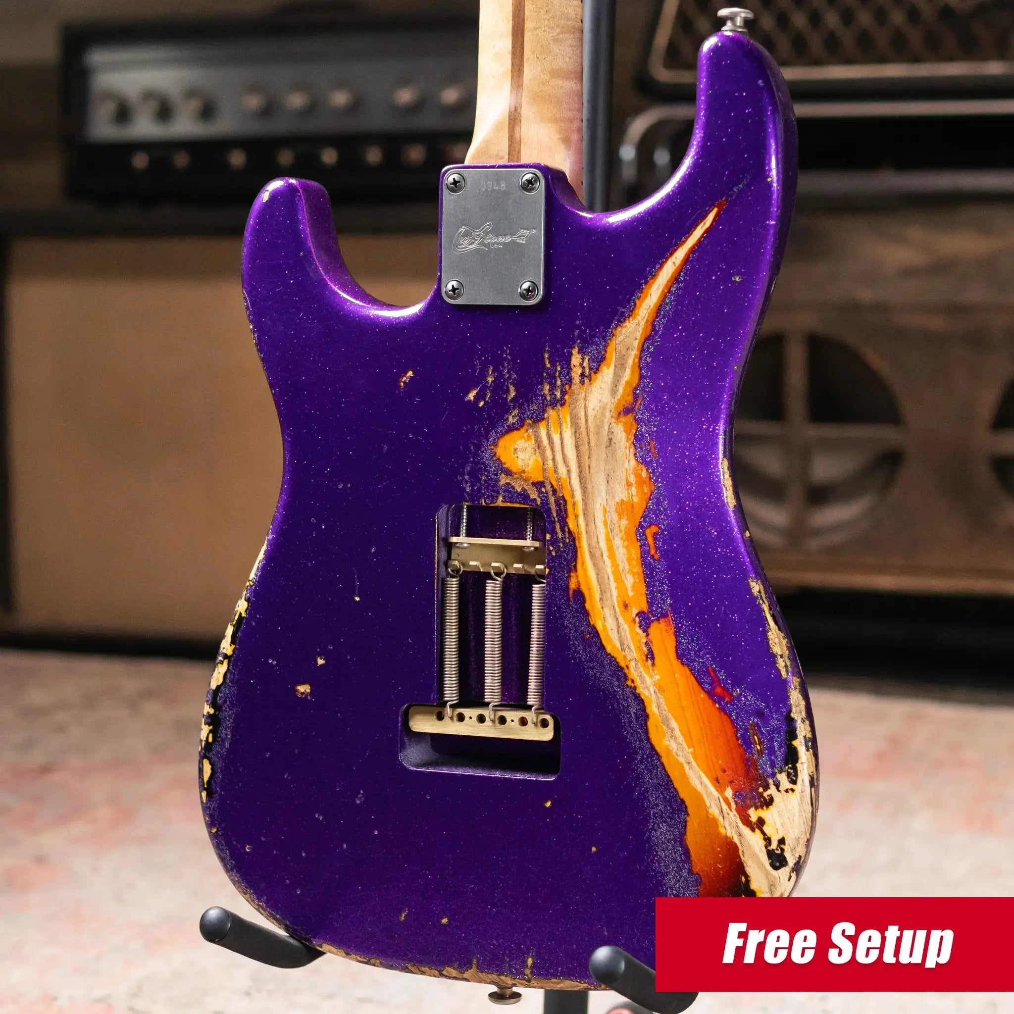 Luxxtone Choppa S Electric Guitar - Purple Sparkle over Sunburst with Hardshell Case