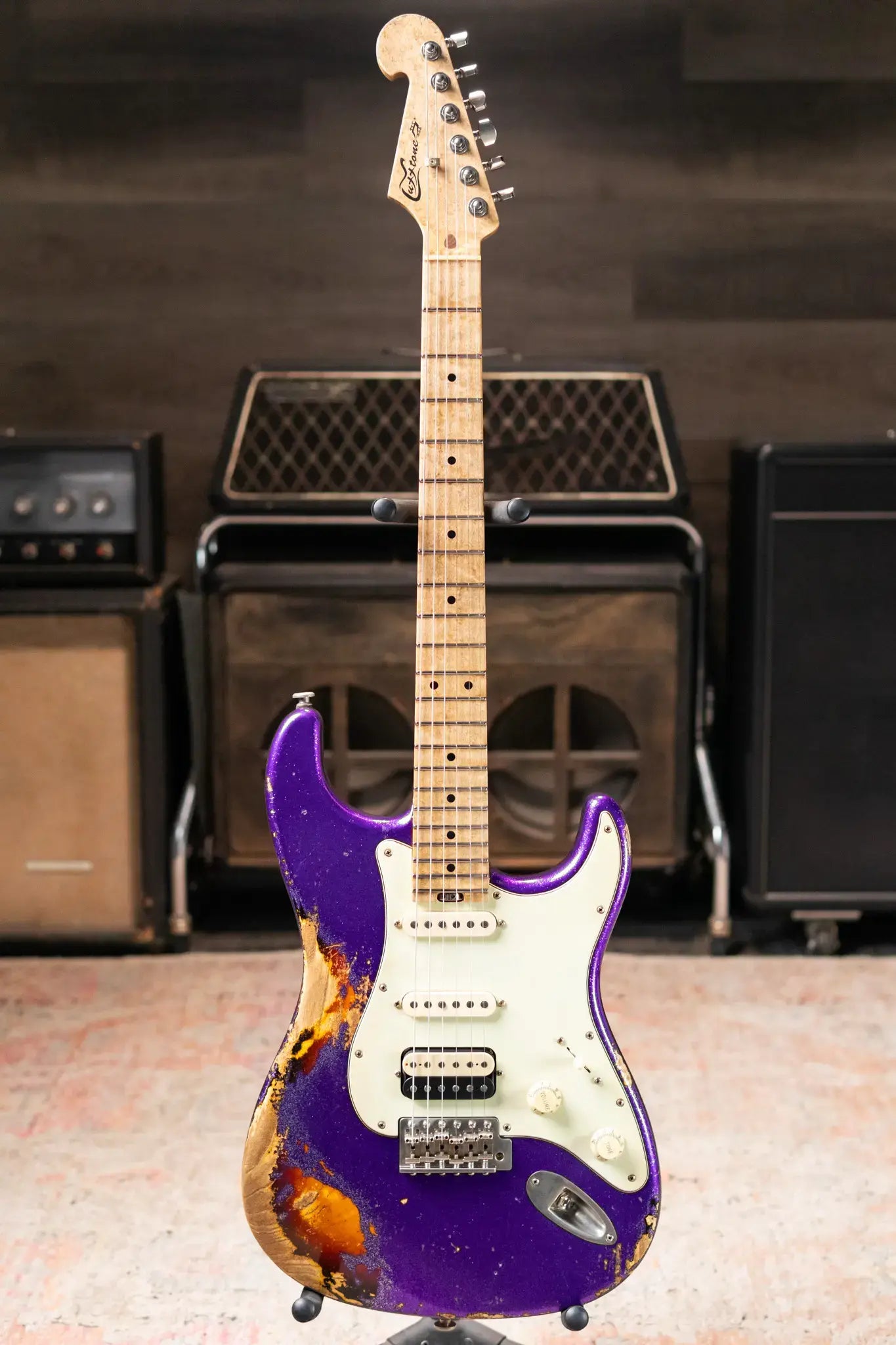 Luxxtone Choppa S Electric Guitar - Purple Sparkle over Sunburst with Hardshell Case
