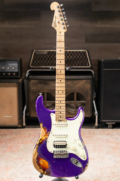 Luxxtone Choppa S Electric Guitar - Purple Sparkle over Sunburst with Hardshell Case