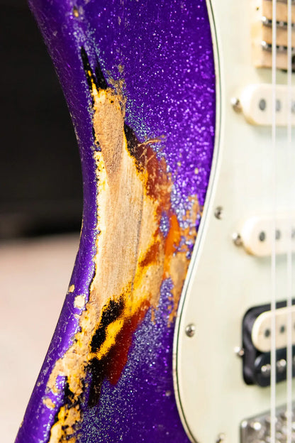 Luxxtone Choppa S Electric Guitar - Purple Sparkle over Sunburst with Hardshell Case