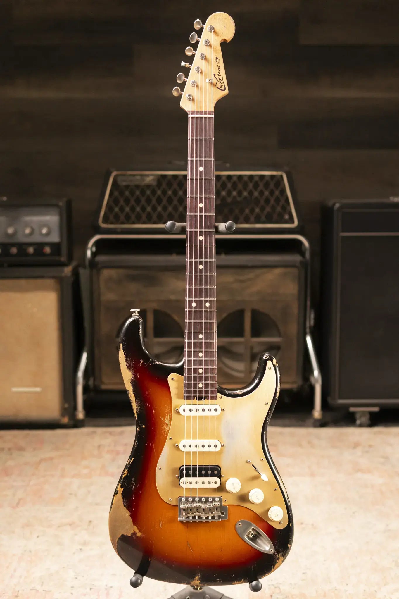 Luxxtone Choppa S HSS Electric Guitar - 3-Tone Sunburst with Hardshell Case