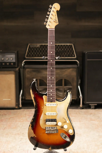 Luxxtone Choppa S HSS Electric Guitar - 3-Tone Sunburst with Hardshell Case