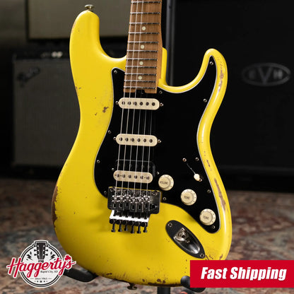 Luxxtone Choppa S HSS Electric Guitar - Canary Yellow with Hardshell Case