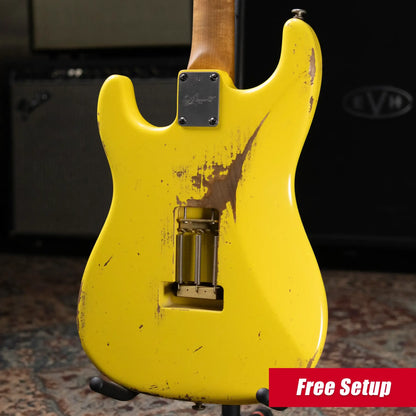 Luxxtone Choppa S HSS Electric Guitar - Canary Yellow with Hardshell Case