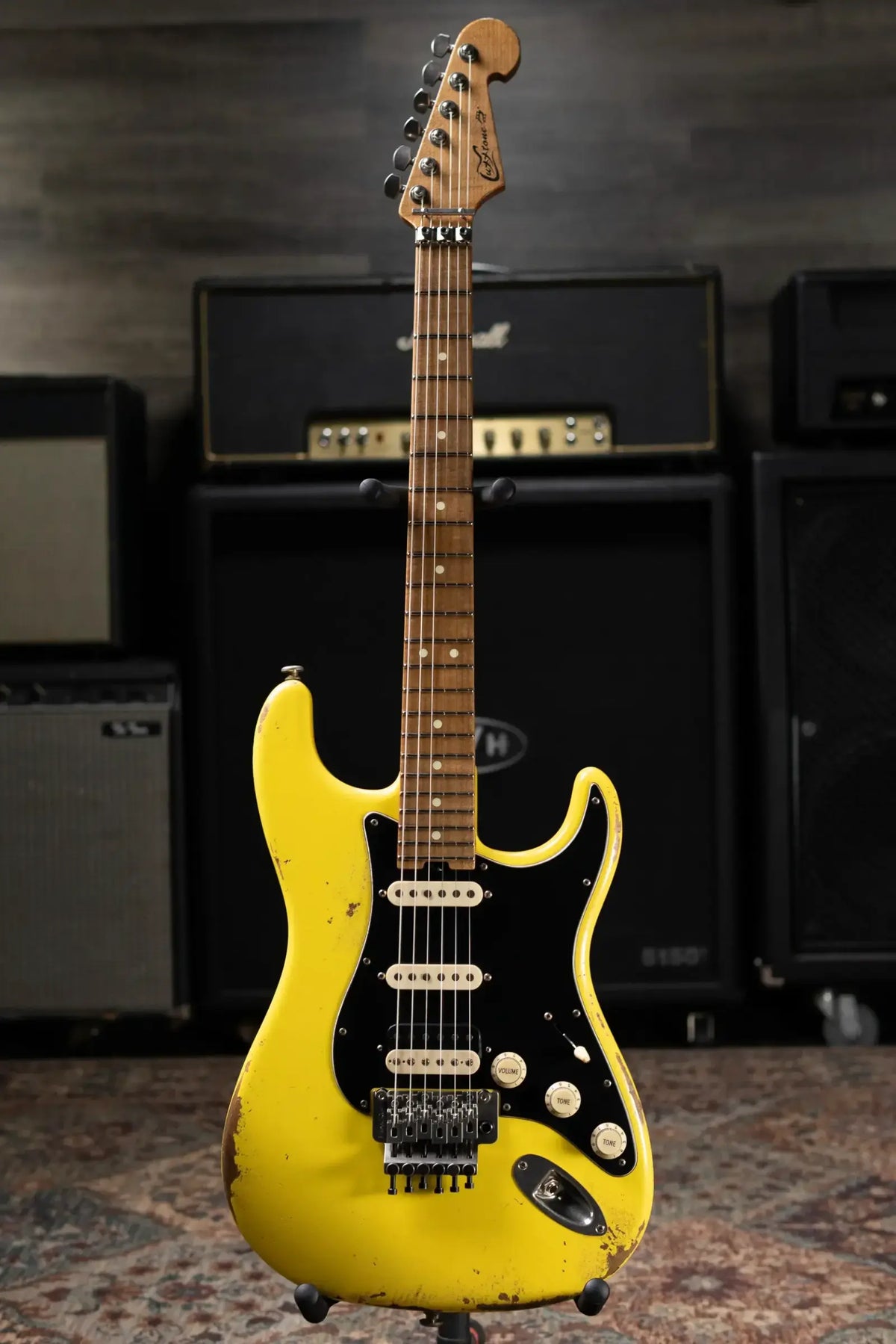 Luxxtone Choppa S HSS Electric Guitar - Canary Yellow with Hardshell Case