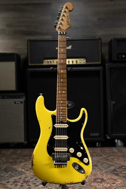 Luxxtone Choppa S HSS Electric Guitar - Canary Yellow with Hardshell Case