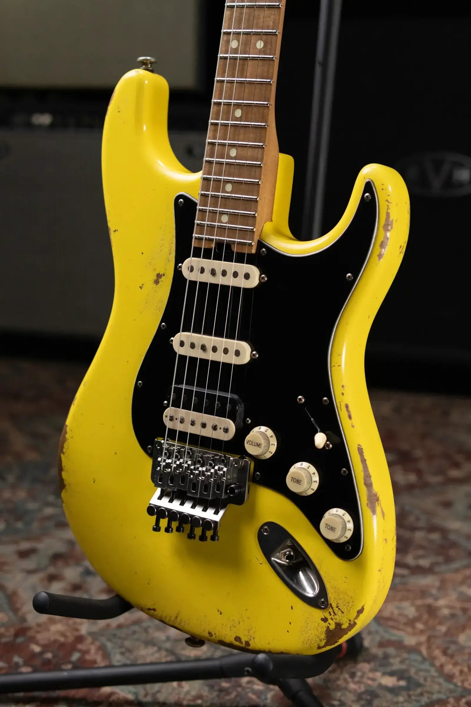 Luxxtone Choppa S HSS Electric Guitar - Canary Yellow with Hardshell Case
