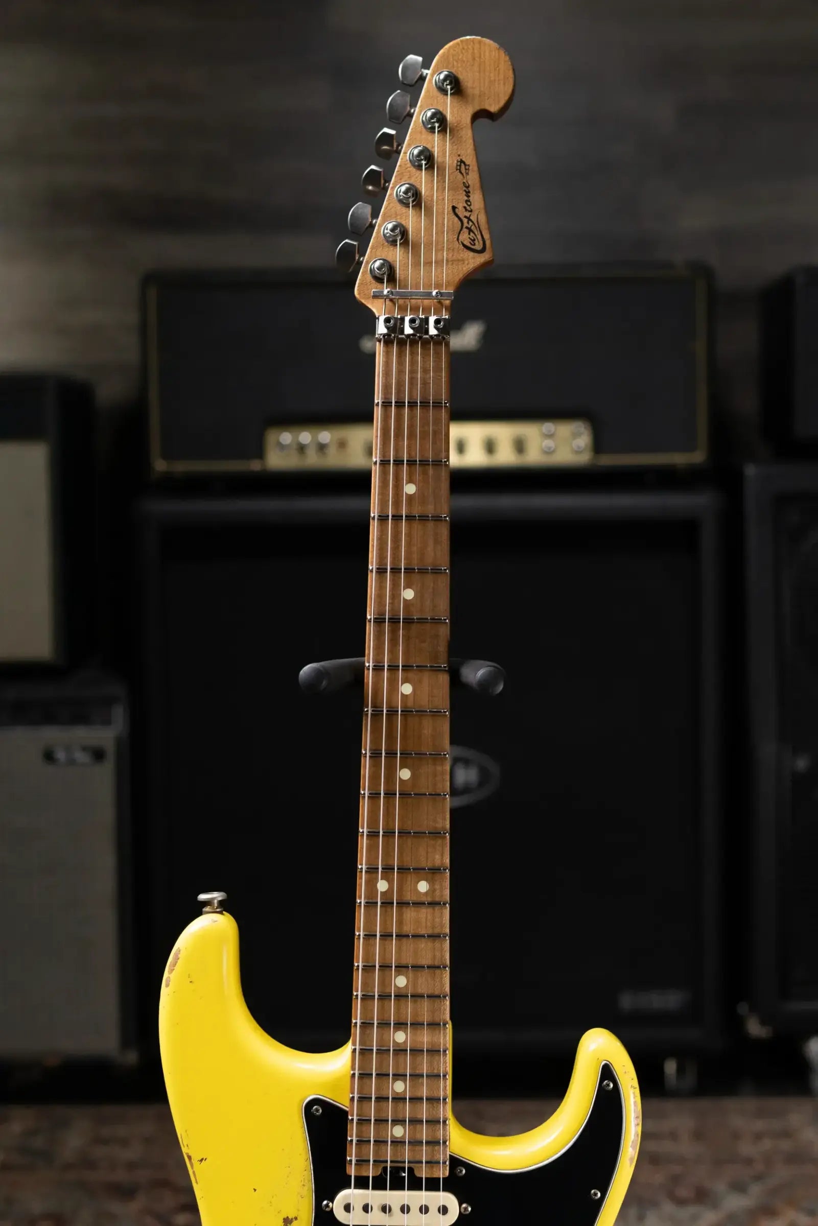 Luxxtone Choppa S HSS Electric Guitar - Canary Yellow with Hardshell Case