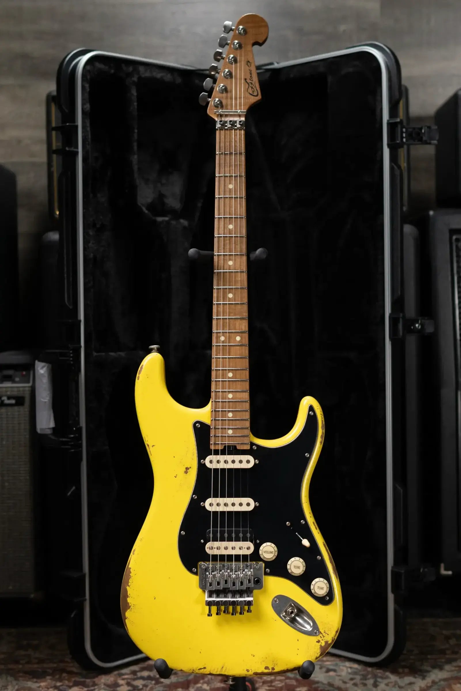 Luxxtone Choppa S HSS Electric Guitar - Canary Yellow with Hardshell Case