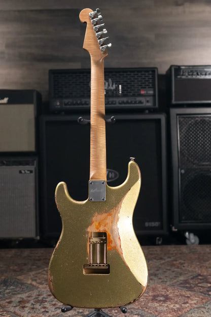 Luxxtone Choppa S HSS Electric Guitar - Gold Sparkle over 3-Tone Sunburst with Hardshell Case