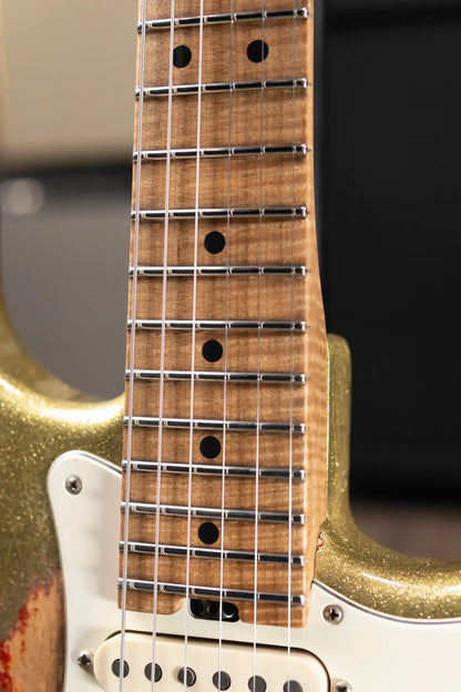 Luxxtone Choppa S HSS Electric Guitar - Gold Sparkle over 3-Tone Sunburst with Hardshell Case