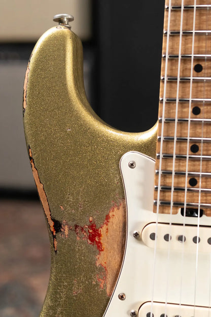 Luxxtone Choppa S HSS Electric Guitar - Gold Sparkle over 3-Tone Sunburst with Hardshell Case