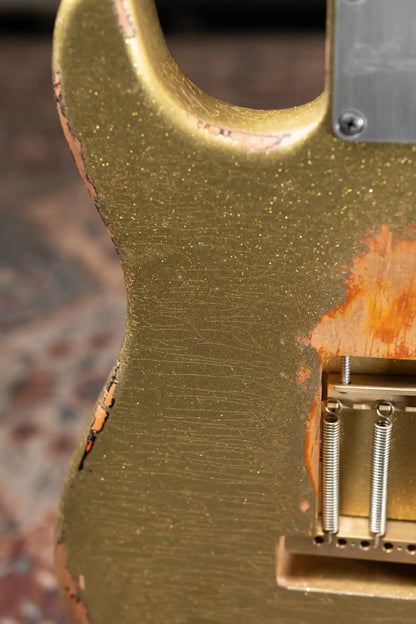 Luxxtone Choppa S HSS Electric Guitar - Gold Sparkle over 3-Tone Sunburst with Hardshell Case