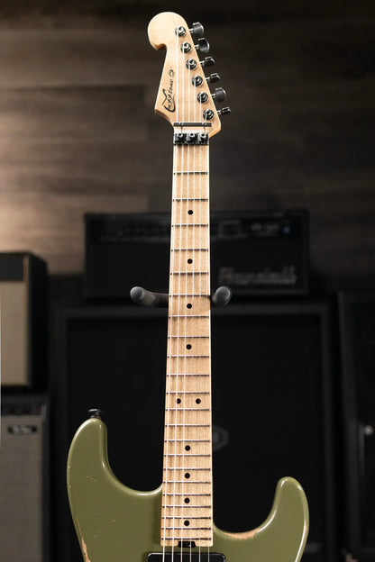 Luxxtone El Machete Electric Guitar - Army Green with Hardshell Case