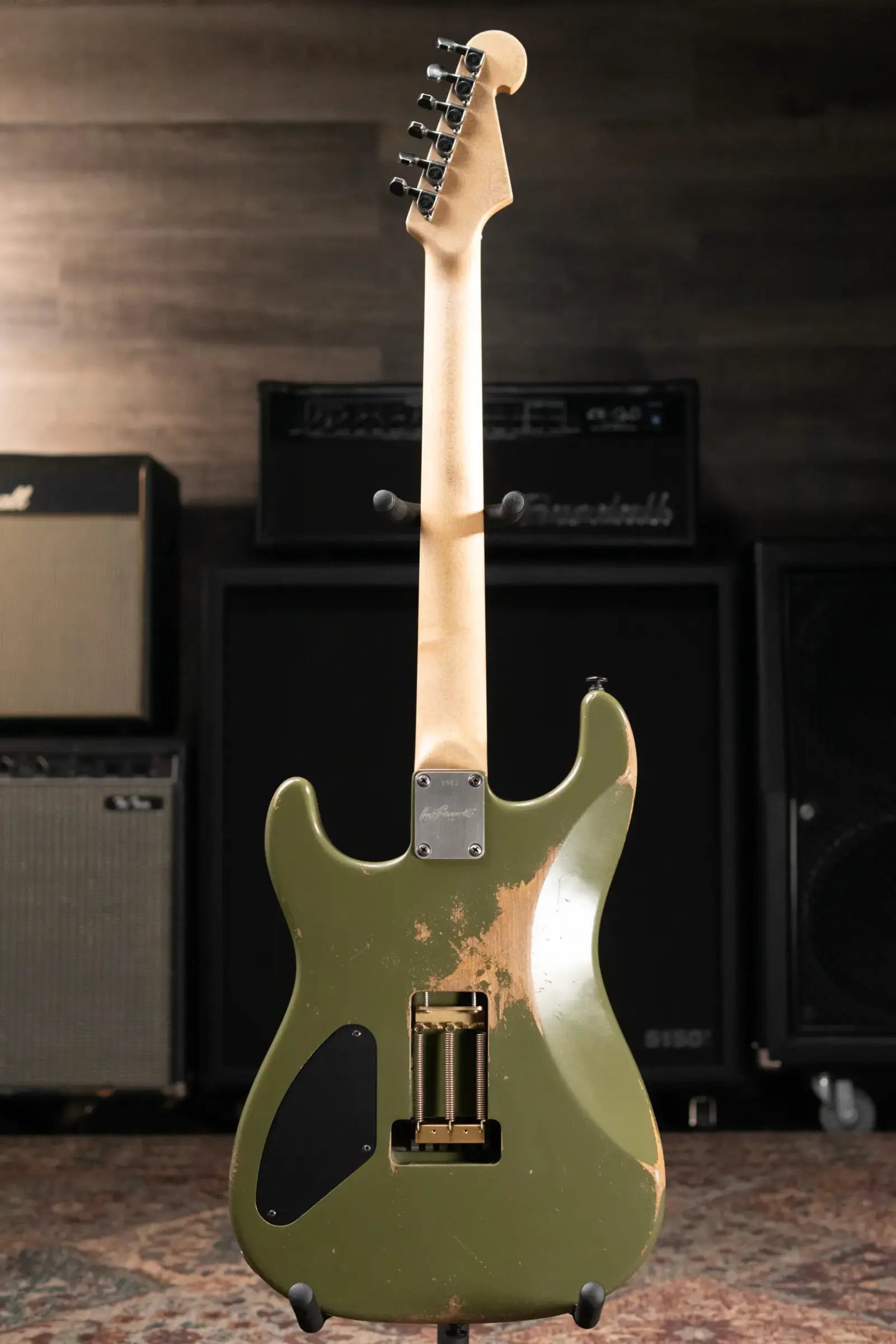 Luxxtone El Machete Electric Guitar - Army Green with Hardshell Case