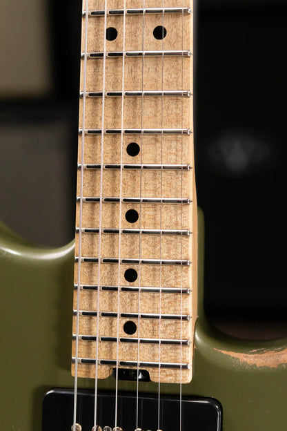 Luxxtone El Machete Electric Guitar - Army Green with Hardshell Case