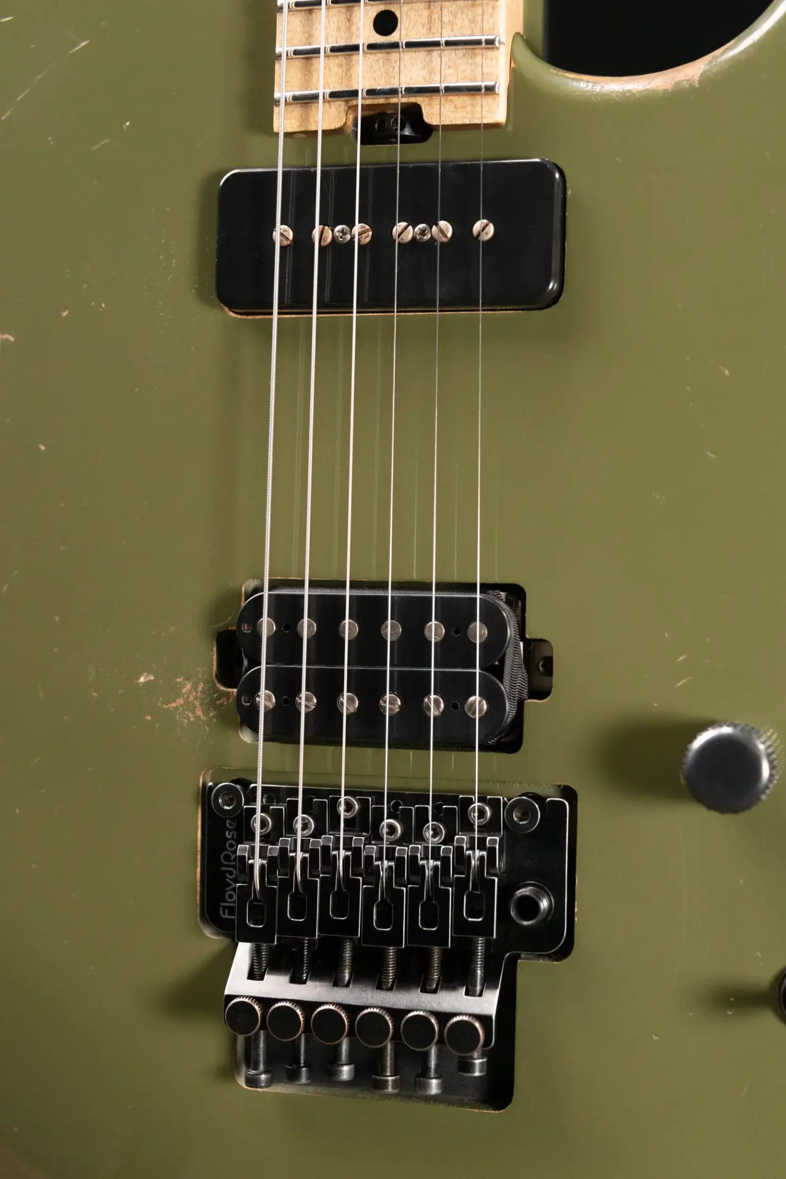 Luxxtone El Machete Electric Guitar - Army Green with Hardshell Case
