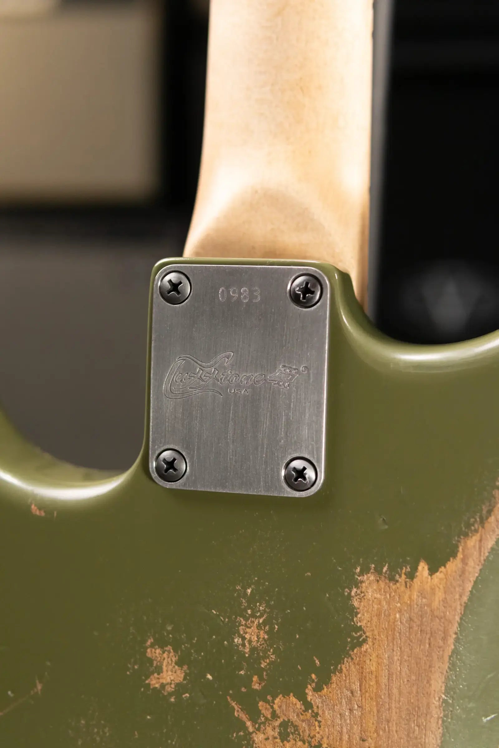 Luxxtone El Machete Electric Guitar - Army Green with Hardshell Case