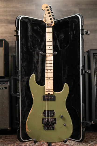 Luxxtone El Machete Electric Guitar - Army Green with Hardshell Case