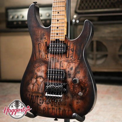 Luxxtone Ghost Electric Guitar - Wild Bill Art with Hardshell Case