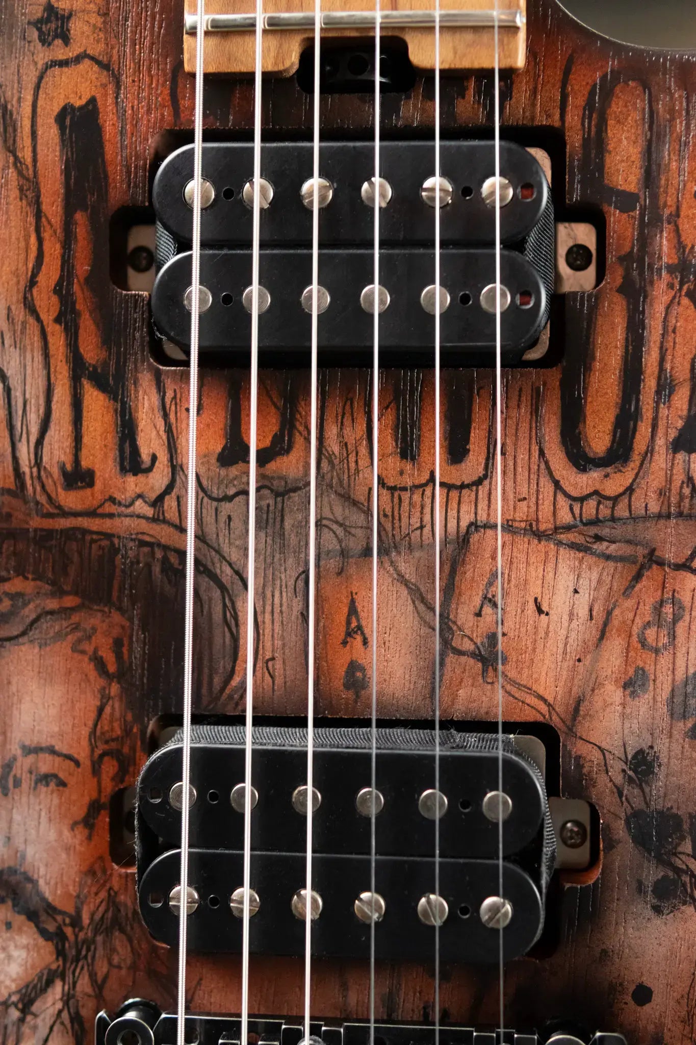 Luxxtone Ghost Electric Guitar - Wild Bill Art with Hardshell Case