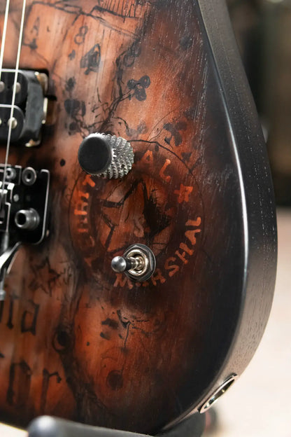 Luxxtone Ghost Electric Guitar - Wild Bill Art with Hardshell Case
