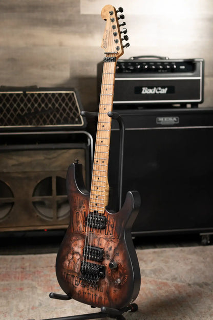 Luxxtone Ghost Electric Guitar - Wild Bill Art with Hardshell Case