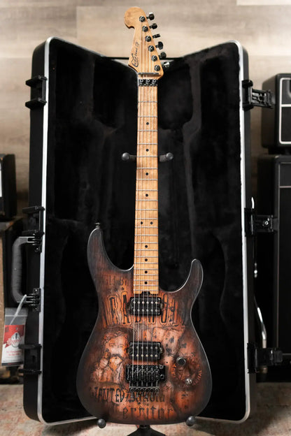 Luxxtone Ghost Electric Guitar - Wild Bill Art with Hardshell Case