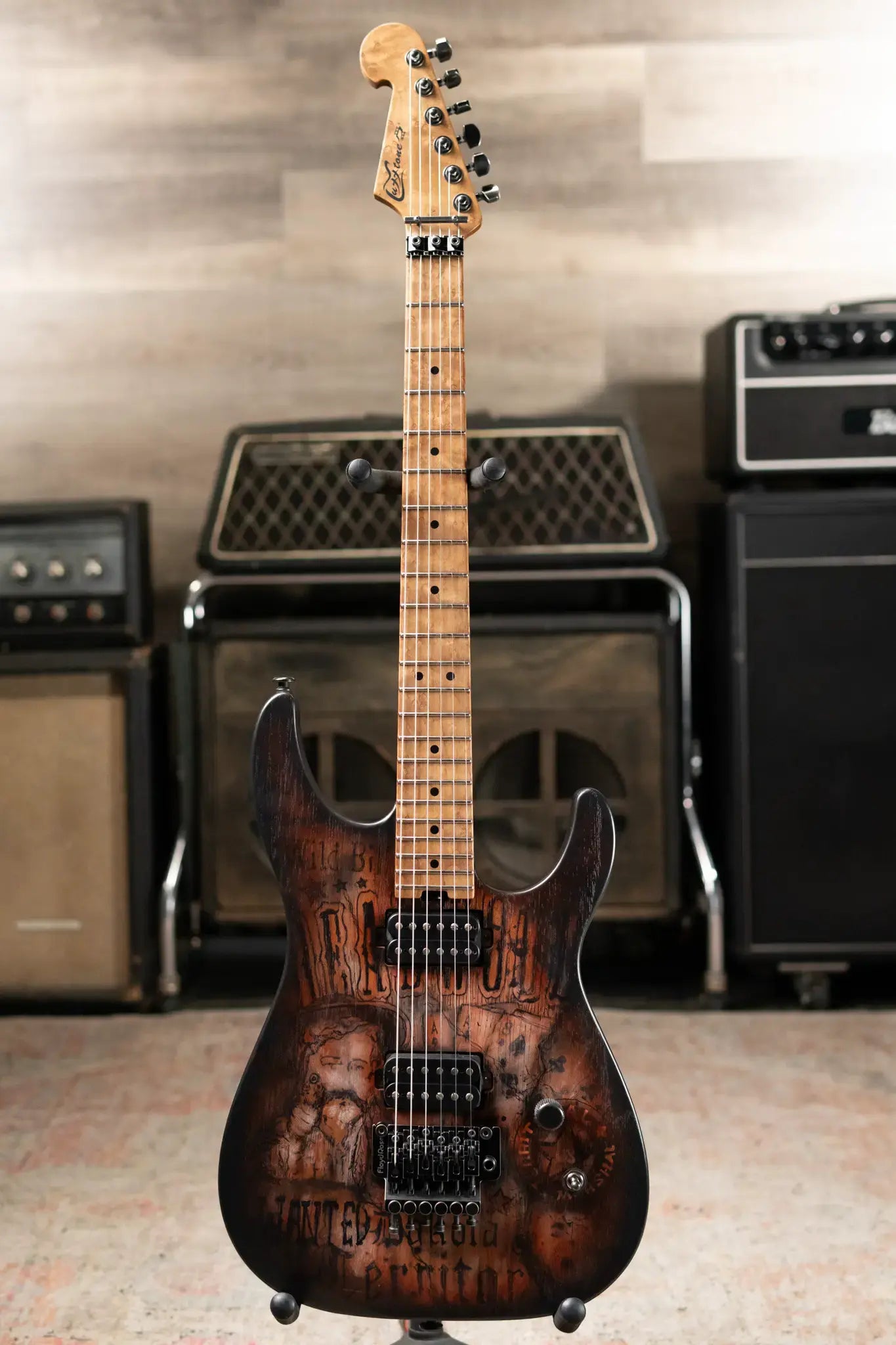 Luxxtone Ghost Electric Guitar - Wild Bill Art with Hardshell Case