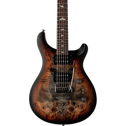 PRS SE "Exotic" Custom 24-08 Poplar Burl Electric Guitar - Charcoal Cherry Midnight Burst with Gig Bag
