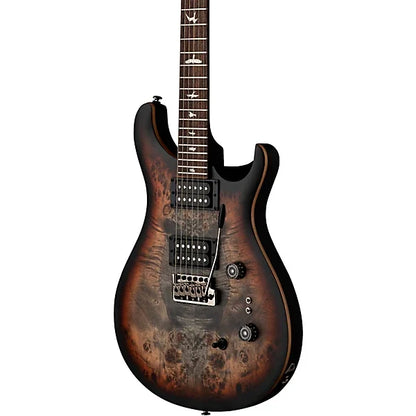 PRS SE "Exotic" Custom 24-08 Poplar Burl Electric Guitar - Charcoal Cherry Midnight Burst with Gig Bag