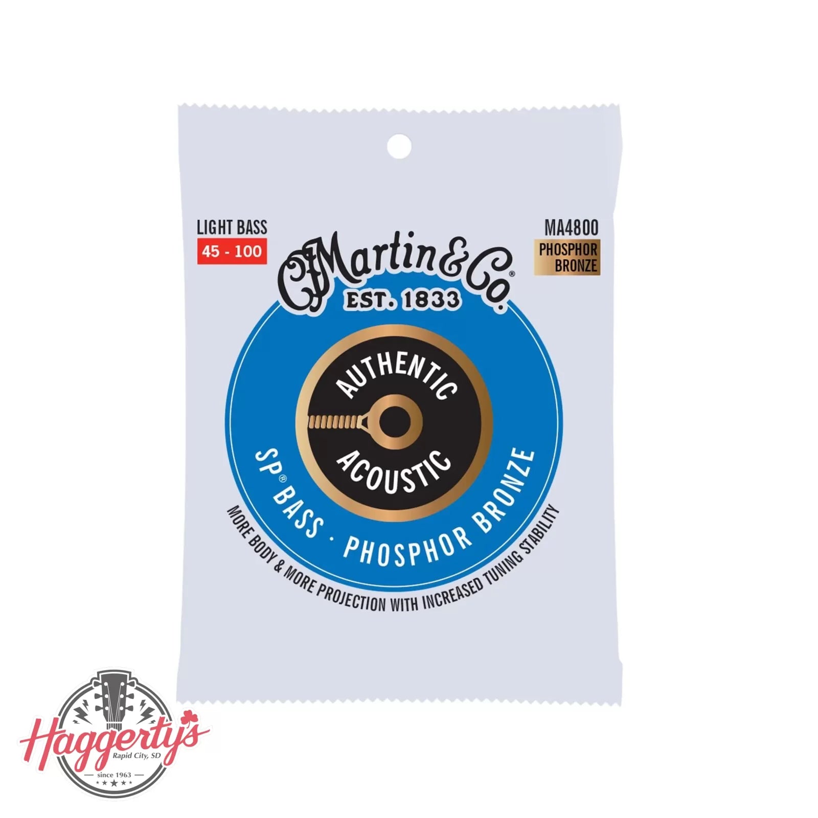 Martin MA4800 Authentic Acoustic Superior Performance SP Bass Guitar Strings - .045-.100 Light