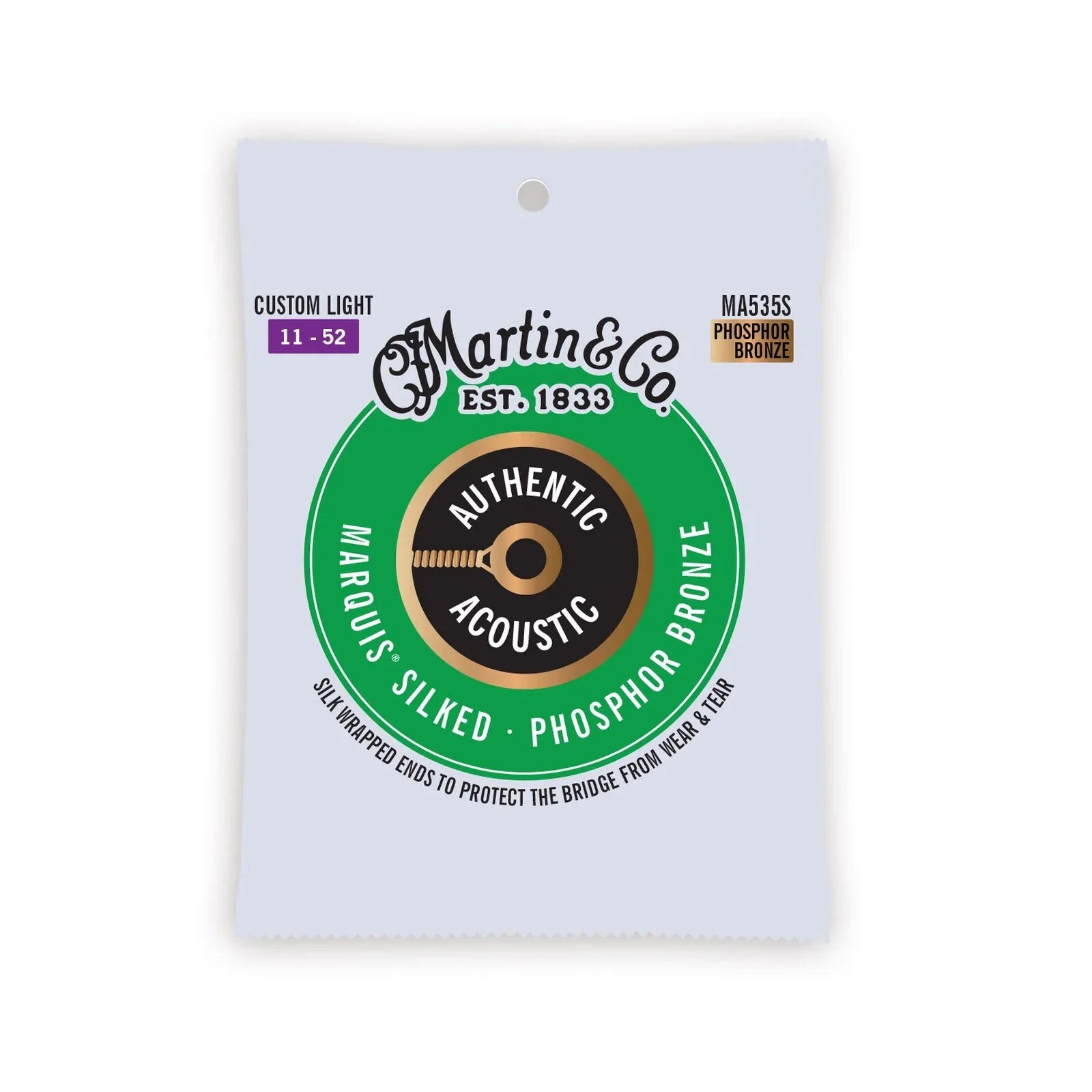 Martin MA535S Authentic Acoustic Marquis Silked Guitar Strings Phosphor Bronze 11-52