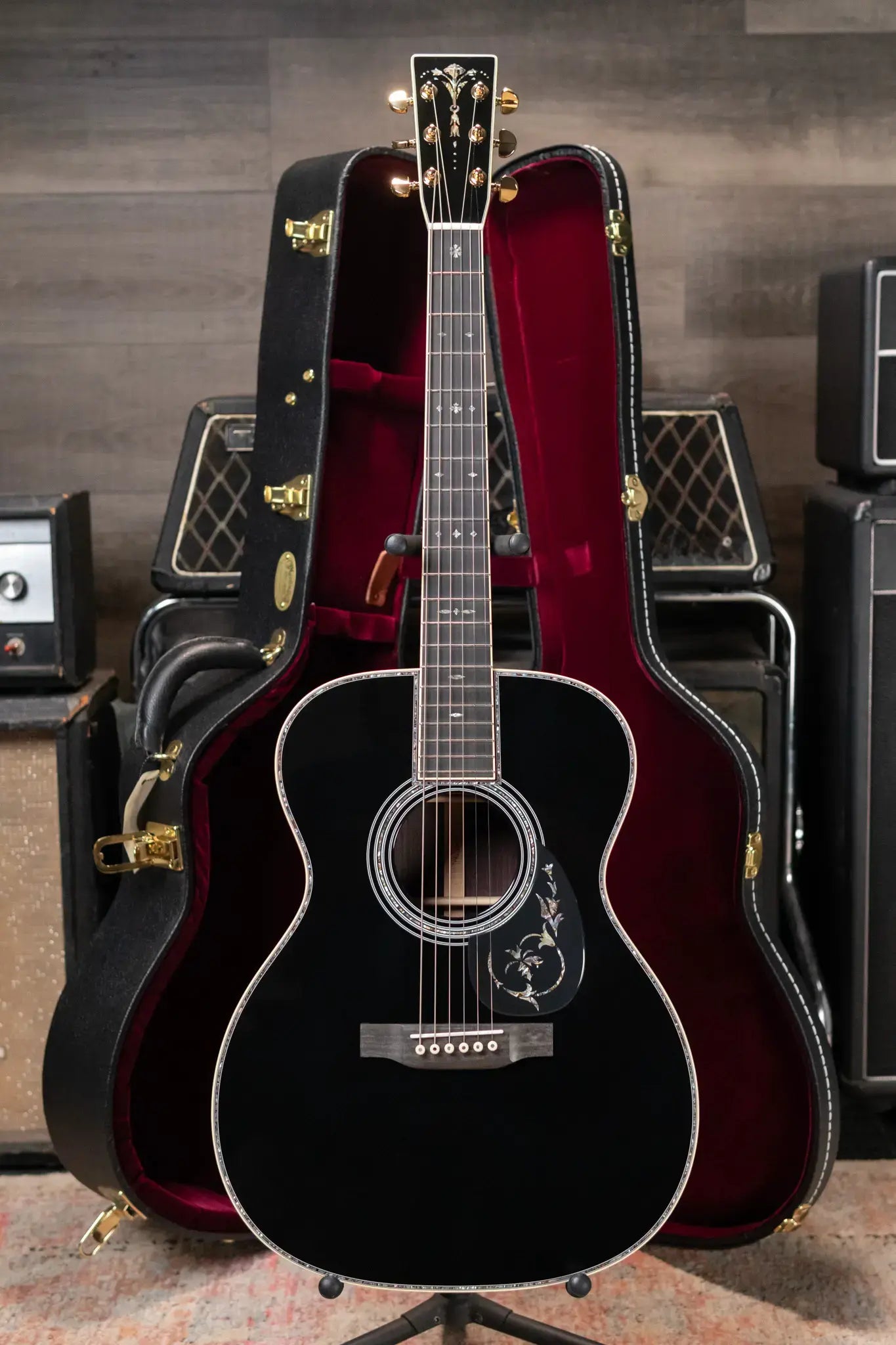 Martin Custom Style 45 000 Acoustic Guitar - East Indian Rosewood/Premium Spruce, Black with Hardshell Case